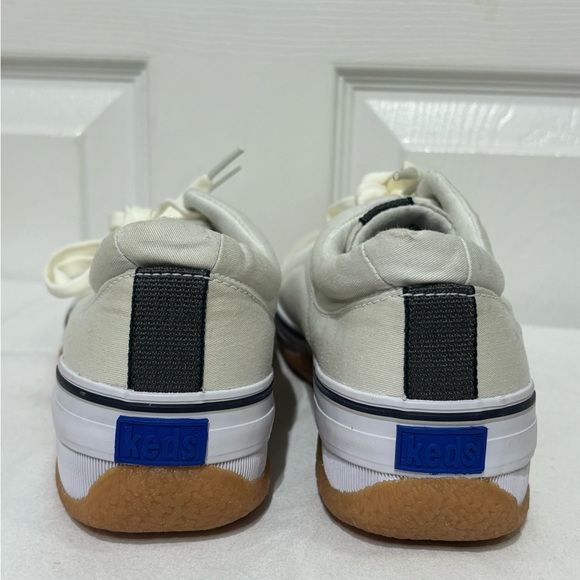 Like newKeds  Stretch White Canvas Sneakers with Blue Accents - Picture 5 of 10
